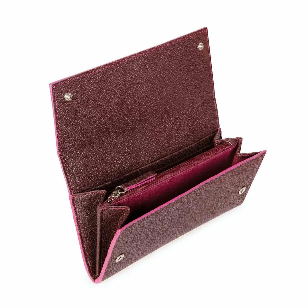 LUXTRA Evening Bags Esther Apple Leather Vegan Continental Wallet | Burgundy & Magenta 5 LUXTRA Evening Bags Esther Apple Leather Vegan Continental Wallet | Burgundy & Magenta