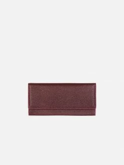 LUXTRA Evening Bags Esther Apple Leather Vegan Continental Wallet | Burgundy & Magenta