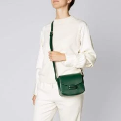 LUXTRA Vida Apple Leather Vegan Saddle Bag | Ivy