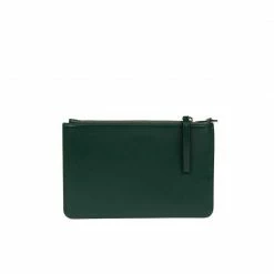 LUXTRA Clutch Bags Junko Smooth Apple Leather Vegan Pouch | Ivy Green