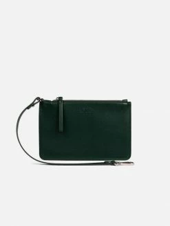 LUXTRA Clutch Bags Junko Smooth Apple Leather Vegan Pouch | Ivy Green
