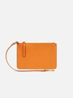 LUXTRA Clutch Bags Junko Smooth Apple Leather Vegan Pouch | Pumpkin