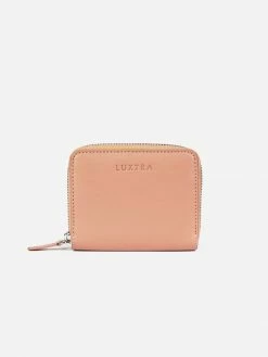 LUXTRA Margrethe Apple Leather Vegan Small Zip Wallet | Ballet Pink
