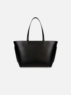 LUXTRA Smooth Apple Leather Vegan Tote | Black Bags