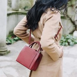 LUXTRA Nina Desserto® Cactus Leather Vegan Mini Handbag | Dark Cherry Bags