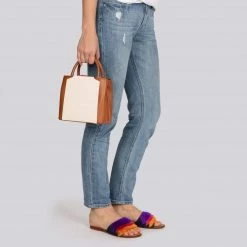 LUXTRA Nina Bio-Leather Vegan Mini Handbag | Tan & Cream