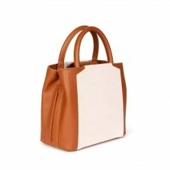 LUXTRA Nina Bio-Leather Vegan Mini Handbag | Tan & Cream