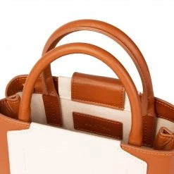LUXTRA Nina Bio-Leather Vegan Mini Handbag | Tan & Cream