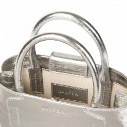 LUXTRA Nina Recycled Nylon Vegan Leather Mini Handbag | Silver Bags
