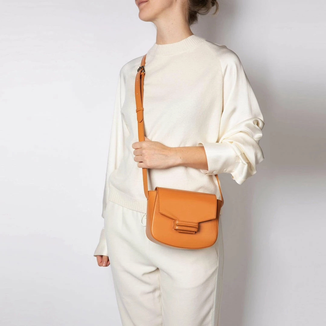 LUXTRA Bags Vida Smooth Apple Leather Vegan Saddle Bag | Pumpkin Orange 4 LUXTRA Bags Vida Smooth Apple Leather Vegan Saddle Bag | Pumpkin Orange