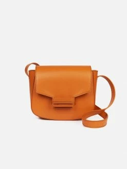 LUXTRA Bags Vida Smooth Apple Leather Vegan Saddle Bag | Pumpkin Orange