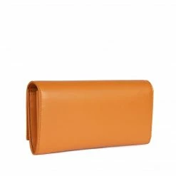LUXTRA Esther Smooth Apple Leather Vegan Continental Wallet | Pumpkin Evening Bags