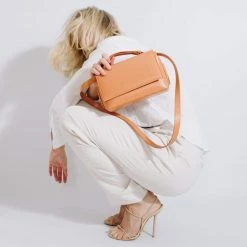 LUXTRA Zanele Smooth Apple Leather Vegan Crossbody Bag | Pumpkin Bags