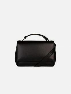 LUXTRA Zanele Smooth Apple Leather Vegan Crossbody Bag | Black Bags