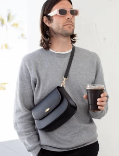 Mela Celim Apple Leather Vegan Crossbody Bag | Black