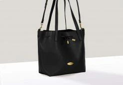 Mela Farah Apple Leather Vegan Bucket Bag | Black