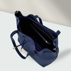 Mela Bags Farah Apple Leather Vegan Bucket Bag | Navy