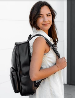 Mela Majd Apple Leather Vegan Backpack | Black Bags