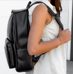Mela Majd Apple Leather Vegan Backpack | Black Bags