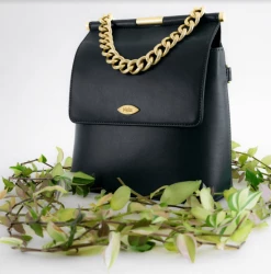 Mela Mona Apple Leather Crossbody Bag | Black Bags