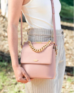 Mela Bags Mona Apple Leather Crossbody Bag | Dusty Rose