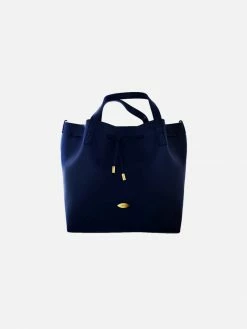 Mela Bags Farah Apple Leather Vegan Bucket Bag | Navy