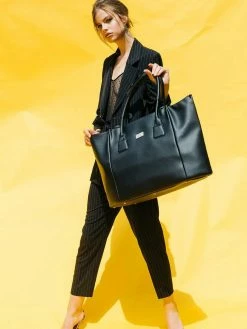 Melina Bucher Angel Extra Large Vegan Leather Shopper Bag | Black Bags