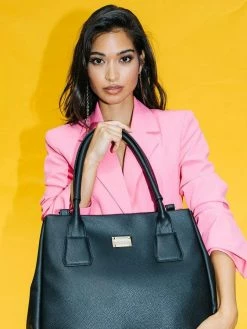 Melina Bucher Indy Vegan Leather Tote Bag | Black