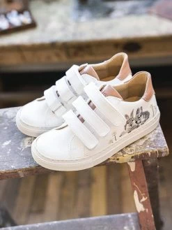 Minuit Sur Terre Pirouette Embroidered Vegan Leather Kids Trainers | Rabbits