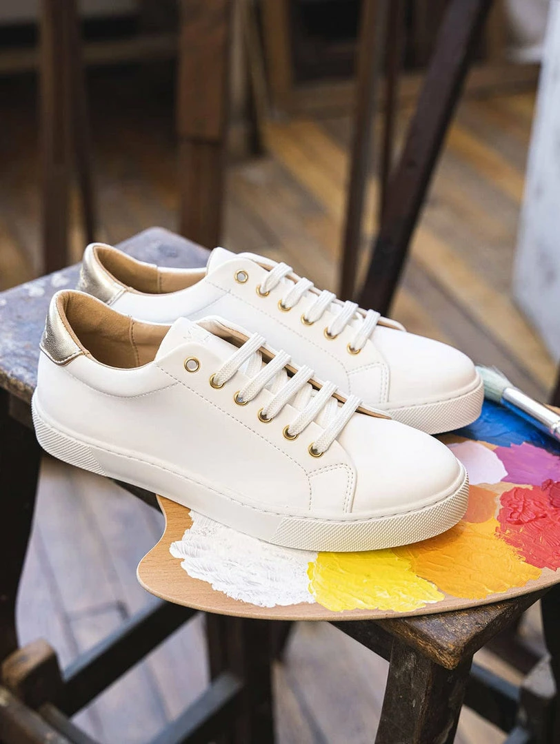 Minuit Sur Terre Virevolte Vegan Leather Trainers | White & Gold Shoes 3 Minuit Sur Terre Virevolte Vegan Leather Trainers | White & Gold Shoes