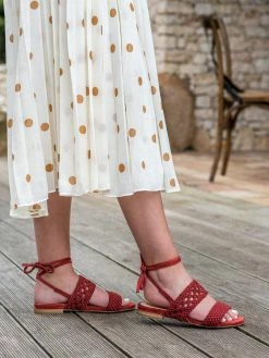 Minuit Sur Terre Roccapina Ankle Tie Braided Vegan Sandals | Terracotta Shoes