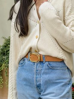 Minuit Sur Terre Serenade Twisted Buckle Apple Leather Vegan Belt | Camel