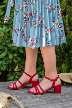 Minuit Sur Terre Abbartello Vegan Suede Block Heeled Sandals | Red Kiss