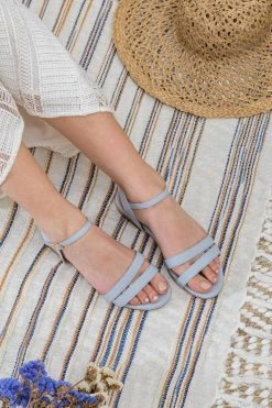 Minuit Sur Terre Ajaccio Vegan Leather Flat Sandals | Pastel Blue