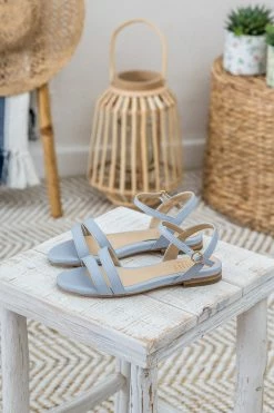 Minuit Sur Terre Ajaccio Vegan Leather Flat Sandals | Pastel Blue