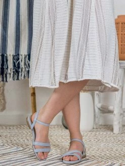 Minuit Sur Terre Ajaccio Vegan Leather Flat Sandals | Pastel Blue