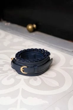 Minuit Sur Terre Crossbody Bags Lace-Up Apple Leather Vegan Crossbody Strap | Midnight Blue