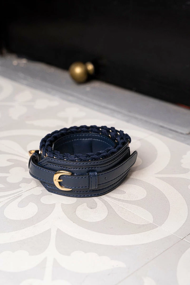 Minuit Sur Terre Crossbody Bags Lace-Up Apple Leather Vegan Crossbody Strap | Midnight Blue 4 Minuit Sur Terre Crossbody Bags Lace-Up Apple Leather Vegan Crossbody Strap | Midnight Blue