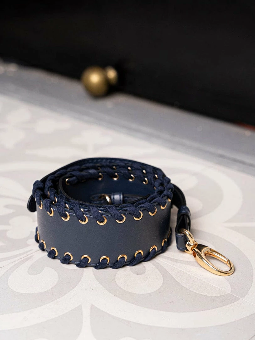 Minuit Sur Terre Crossbody Bags Lace-Up Apple Leather Vegan Crossbody Strap | Midnight Blue 3 Minuit Sur Terre Crossbody Bags Lace-Up Apple Leather Vegan Crossbody Strap | Midnight Blue