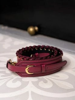 Minuit Sur Terre Lace-Up Apple Leather Vegan Crossbody Strap | Burgundy Crossbody Bags