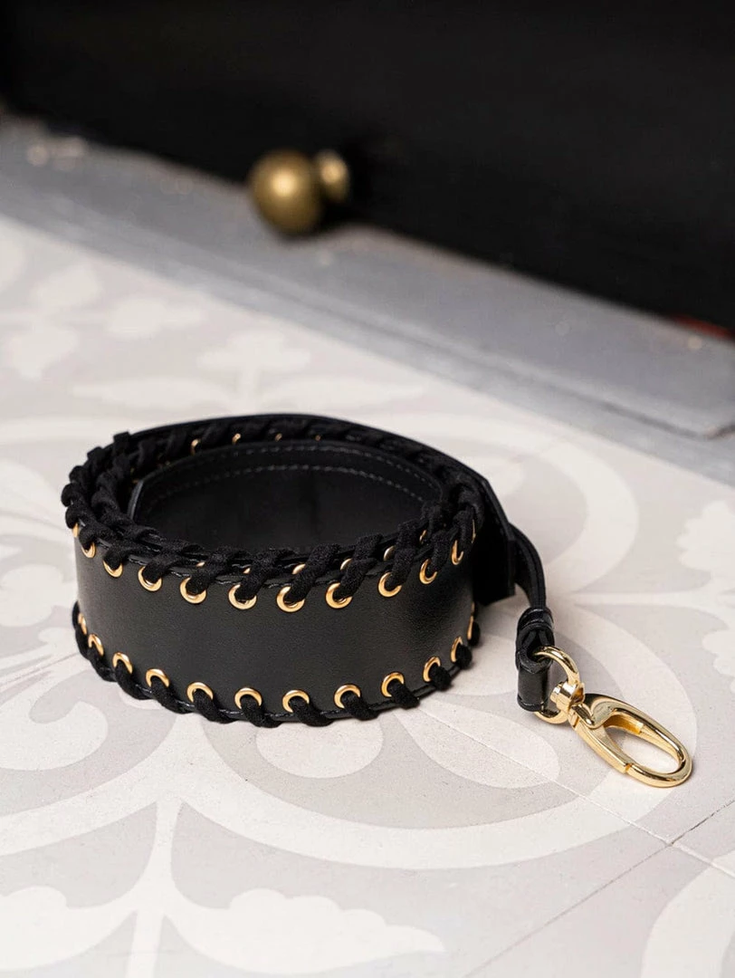 Minuit Sur Terre Crossbody Bags Lace-Up Apple Leather Vegan Crossbody Strap | Black 3 Minuit Sur Terre Crossbody Bags Lace-Up Apple Leather Vegan Crossbody Strap | Black