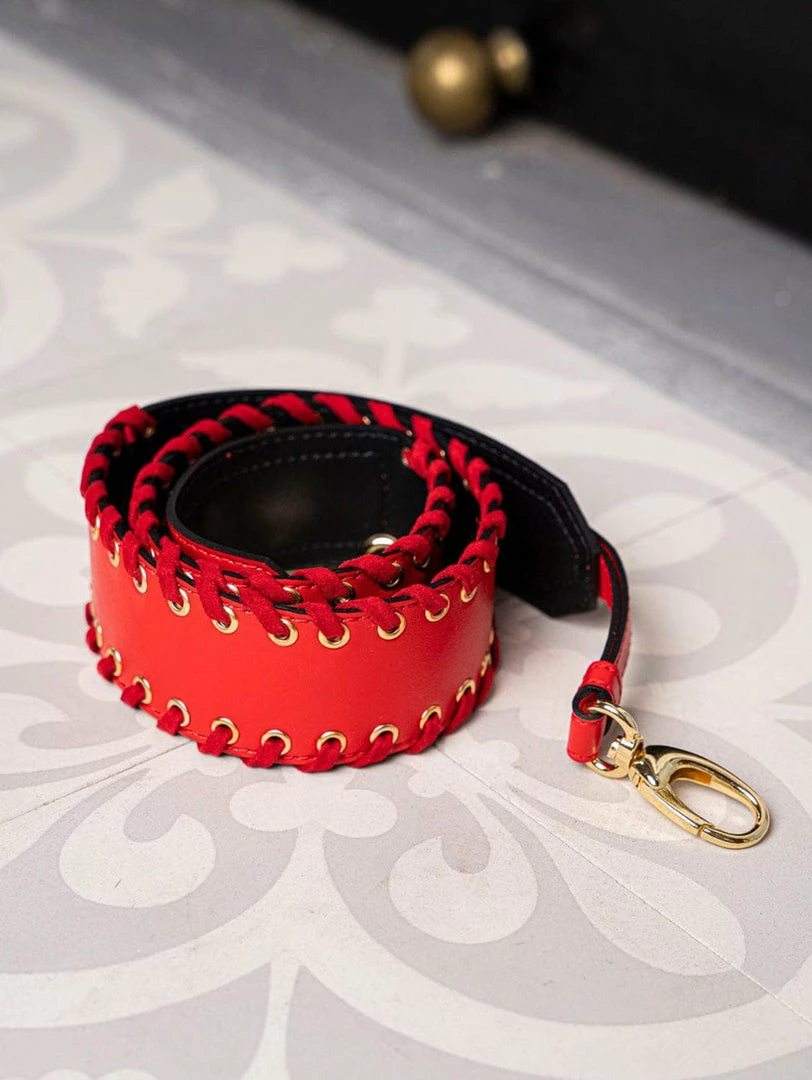 Minuit Sur Terre Lace-Up Apple Leather Vegan Crossbody Strap | Red Kiss 3 Minuit Sur Terre Lace-Up Apple Leather Vegan Crossbody Strap | Red Kiss