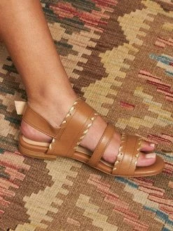 Minuit Sur Terre Shoes Bengal Braided Strap Vegan Leather Sandals | Chestnut