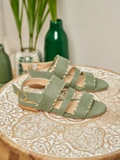 Minuit Sur Terre Bengal Braided Strap Vegan Suede Sandals | Sage
