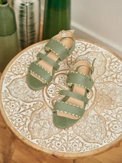Minuit Sur Terre Bengal Braided Strap Vegan Suede Sandals | Sage