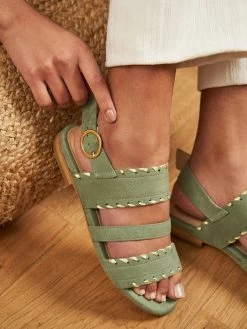 Minuit Sur Terre Bengal Braided Strap Vegan Suede Sandals | Sage