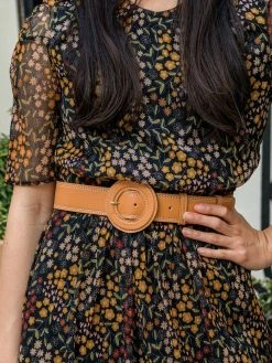 Minuit Sur Terre Boheme Round Buckle Apple Leather Vegan Belt | Camel Accessories