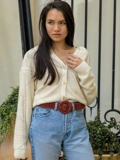 Minuit Sur Terre Boheme Round Buckle Vegan Suede Belt | Brick Red