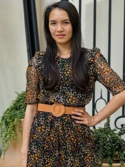 Minuit Sur Terre Boheme Round Buckle Apple Leather Vegan Belt | Camel Accessories