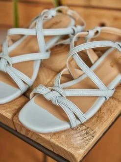 Minuit Sur Terre Borneo Cross Strap Vegan Leather Flat Sandals | Sky Blue Croc Shoes 9 Minuit Sur Terre Borneo Cross Strap Vegan Leather Flat Sandals | Sky Blue Croc Shoes